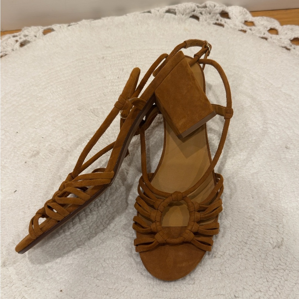 Sézane Souliers Gloria Suede Heeled Sandals – Camel NWOT - Picture 5 of 8